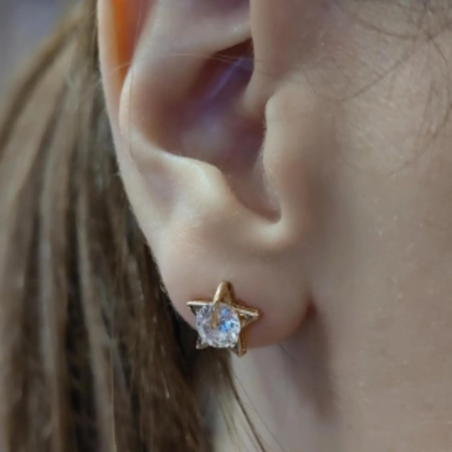 14k Gold Star Diamond (1.00ct) Stud Earring, Diamond Solitaire Starry Ear Stud, Elegant Party Jewelry Gift for Her.