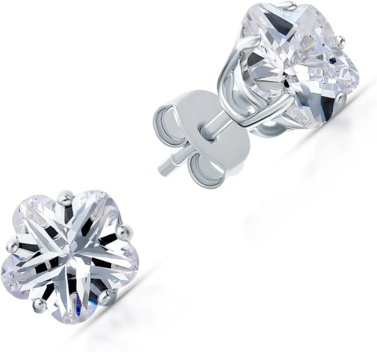 14K Gold Star Shaped Diamond Stud Earring, Five-Prong Star Diamond Solitaire, Starry Ear Stud, Fashion Party Jewelry for Women.
