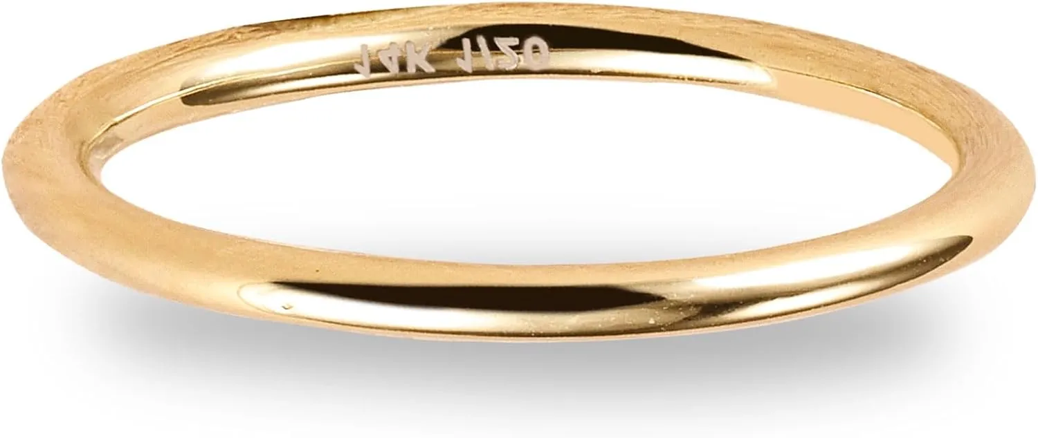 1.6mm Thick 14K Gold Vermeil Rings for Women, Thin Gold Ring Cute Dainty Stackable Stacking Midi Thumb Pinky Band Non Tarnish, Gift for Wife Mom Grandma, Size 5 to 10