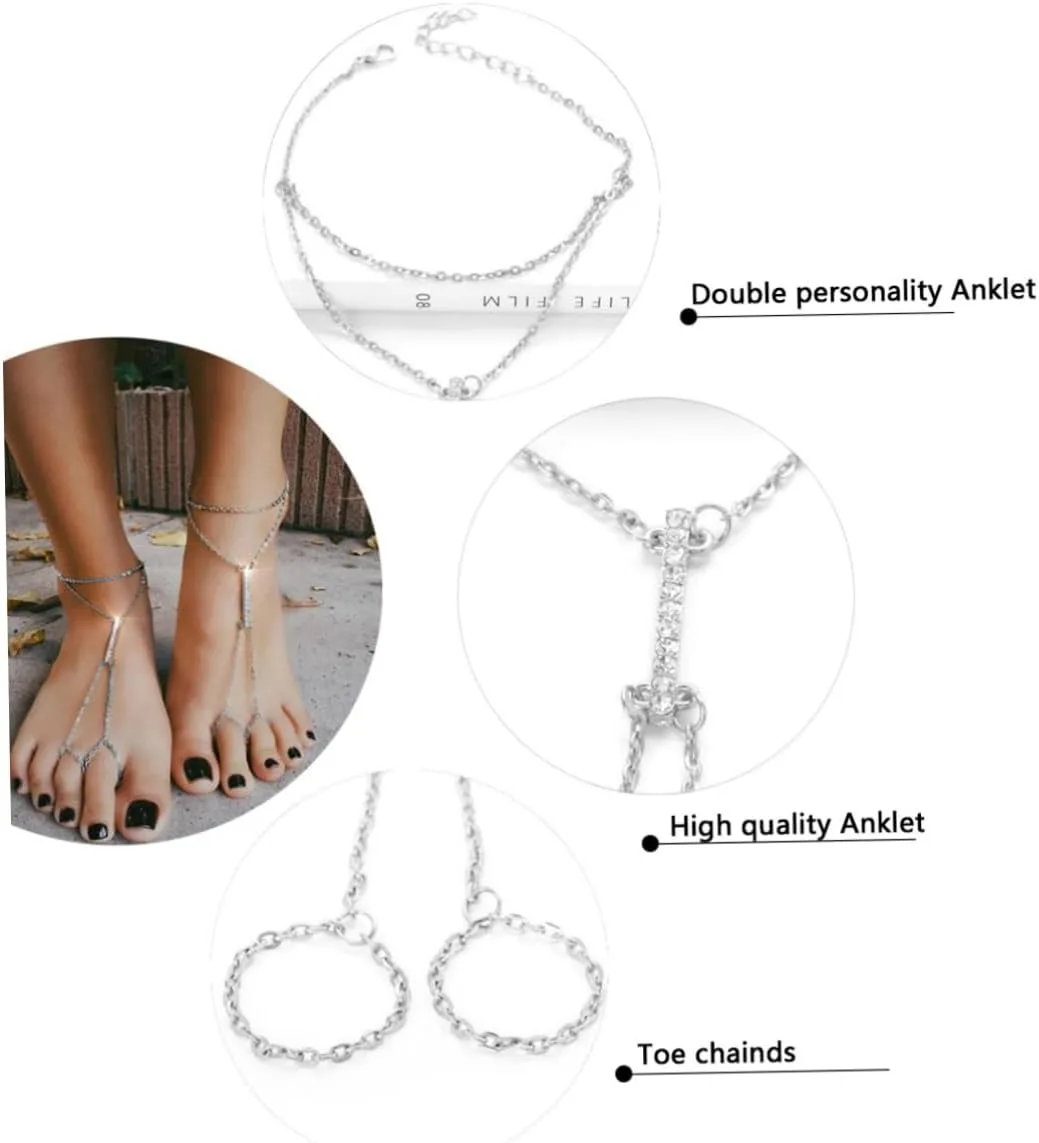 1pc Women Anklet Barefoot Chain Jewelry Sterling Silver Anklets Sparkle Sandals Sterling Adjustable