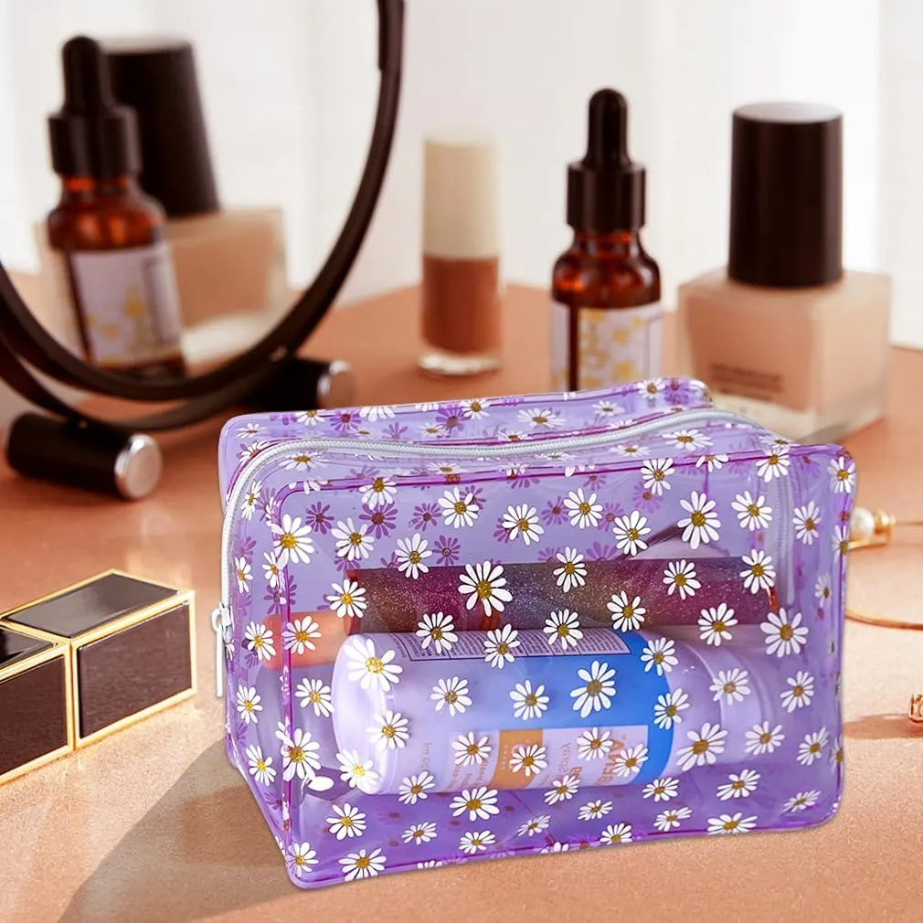 1PCS Portable Waterproof Daisy Makeup Bag Sets for Travel,Colorful Makeup Bag with Zipper for Purse Brush Bag Pen Pouch (1PCS Purple)