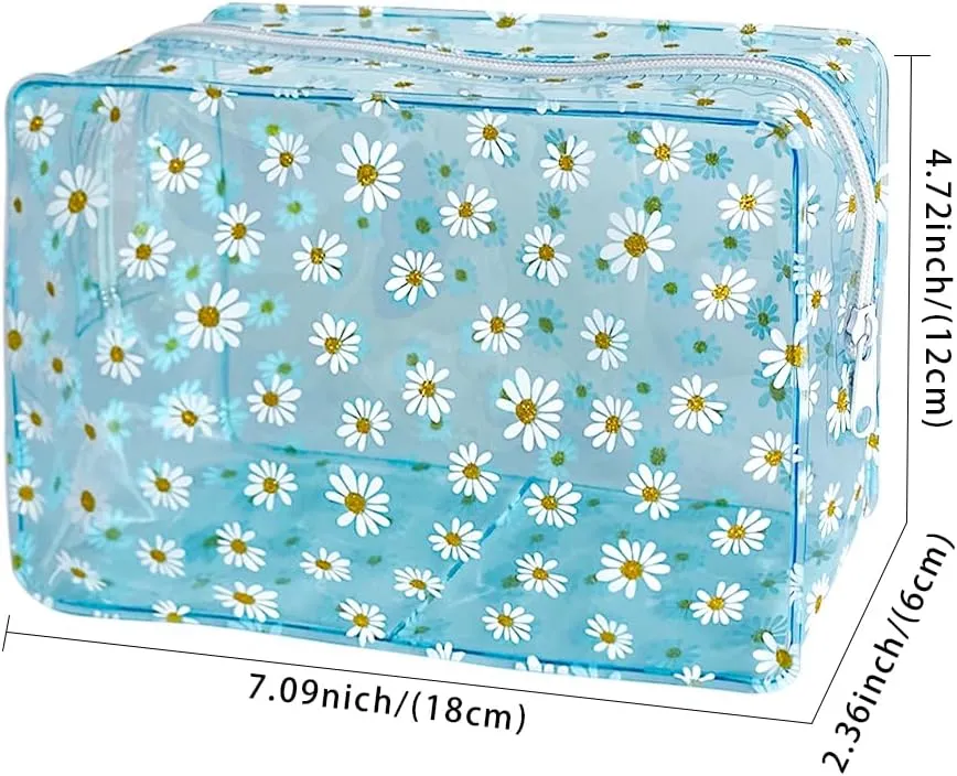 1PCS Portable Waterproof Daisy Makeup Bag Sets for Travel,Colorful Makeup Bag with Zipper for Purse Brush Bag Pen Pouch (1pcs - yellow)