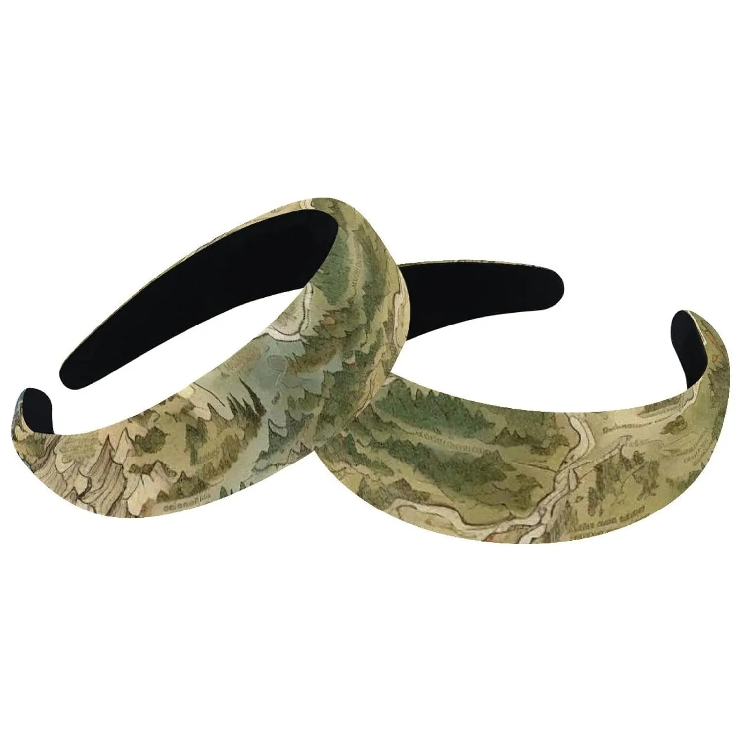 2 Pack Map Block Headbands for Women Girls Wide Head Band Fashion Padded Headbands Head Bands for Women's Hair Accessories
