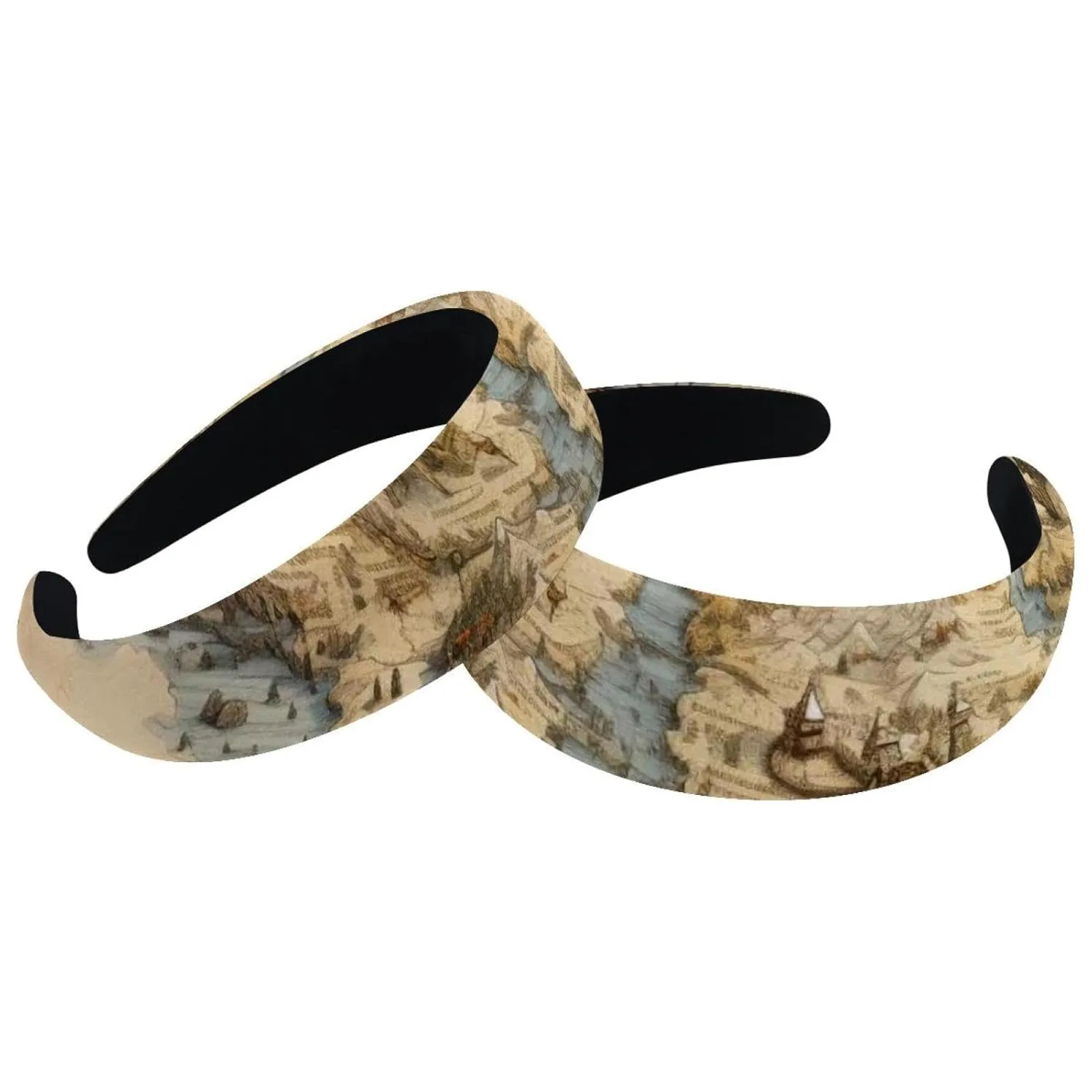 2 Pcs Padded Headbands for Women, Map Block Headband for Girls Hair Band Head Band Hoops for Teen Girls Hair Accessories for Women Girls