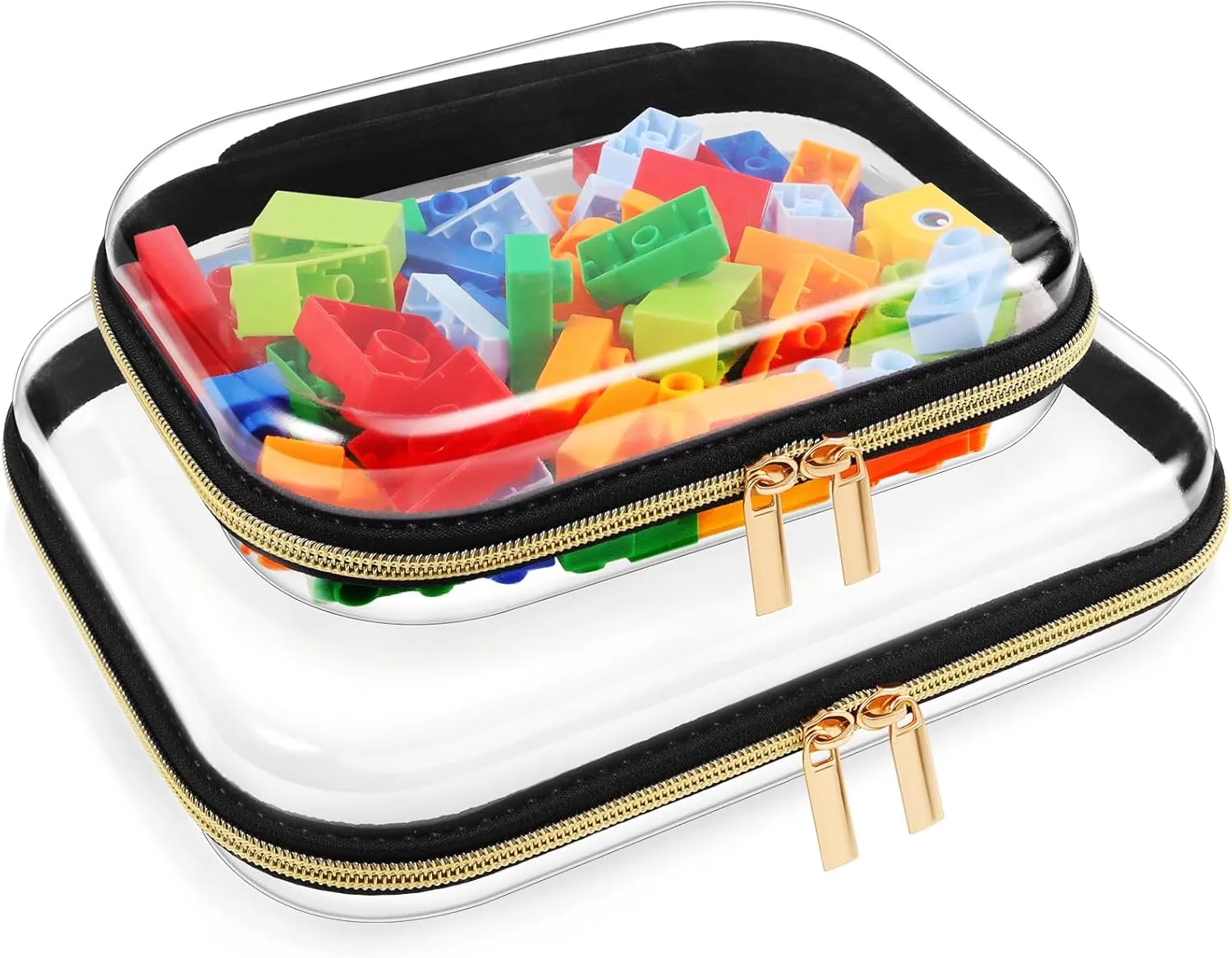 2 Size Clear Hard Zipper Cases Transparent Plastic Pouches Durable PVC Makeup Bags Cosmetic Snack Storage Organizer, Travel & Home Essentials