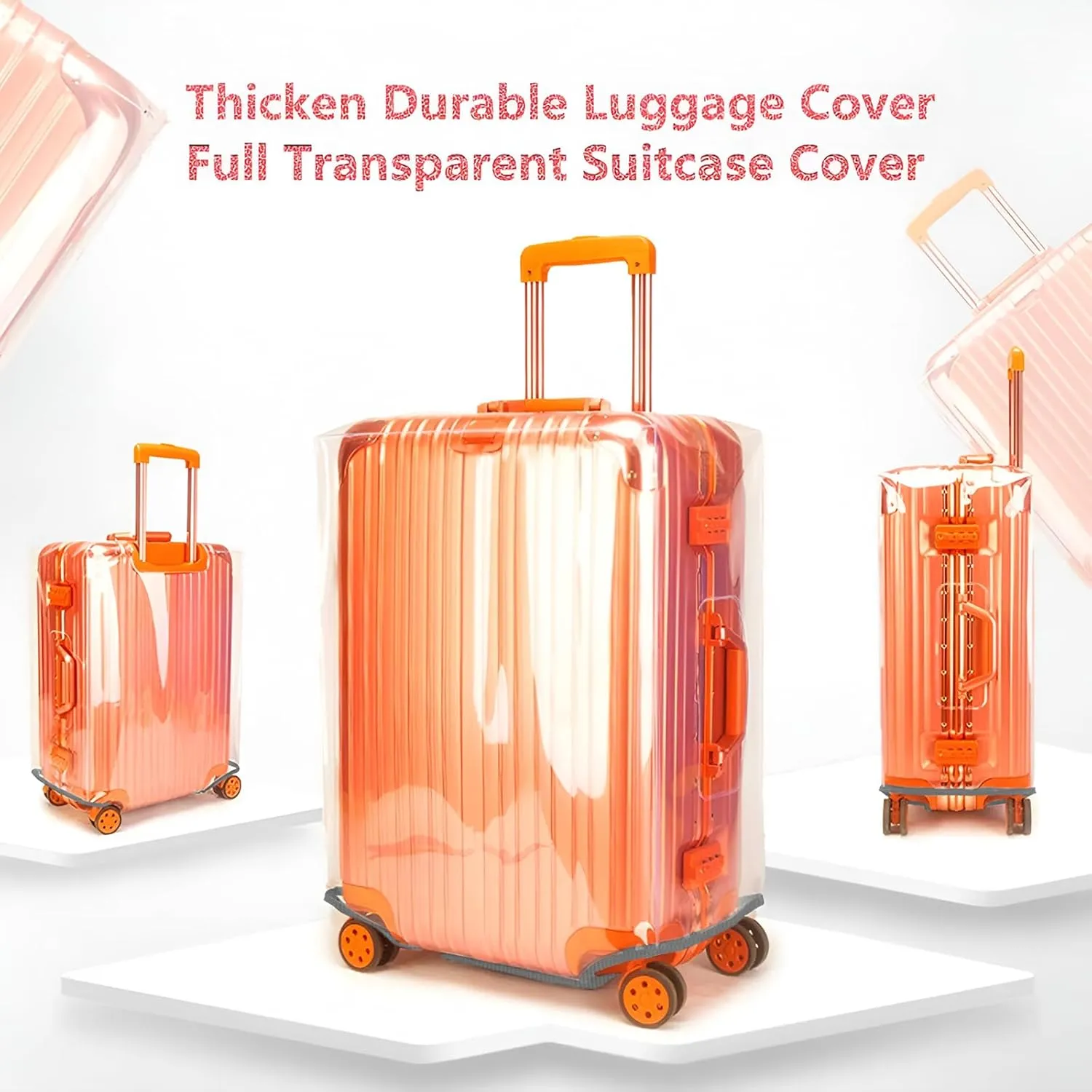 20 Inch Full Transparent Luggage Protector Cover Waterproof PVC Thicken Full Clear Suitcase Protector Cover Travel Case Suitable for 19"-20" Full Clear