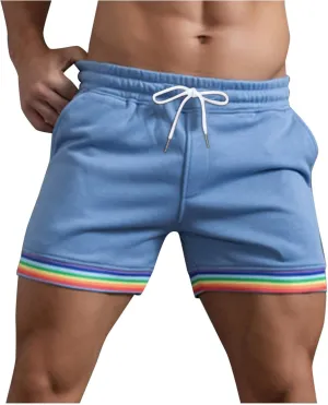 2024 Mens Shorts, Summer Solid Color Stripe Shorts Pants, Pocket Drawstring Loose Casual Gym Sports Running Shorts