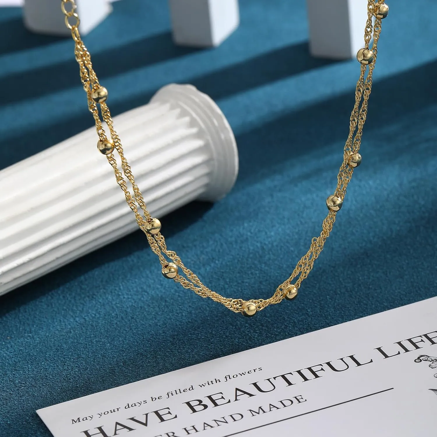 2/3 PCS Gold Anklets for Women Waterproof Cuban Link Anklet Beaded Bracelets Stackable Bracelets 14K Gold Plated Custom Jewelry Gifts Non Tarnish Lightweight