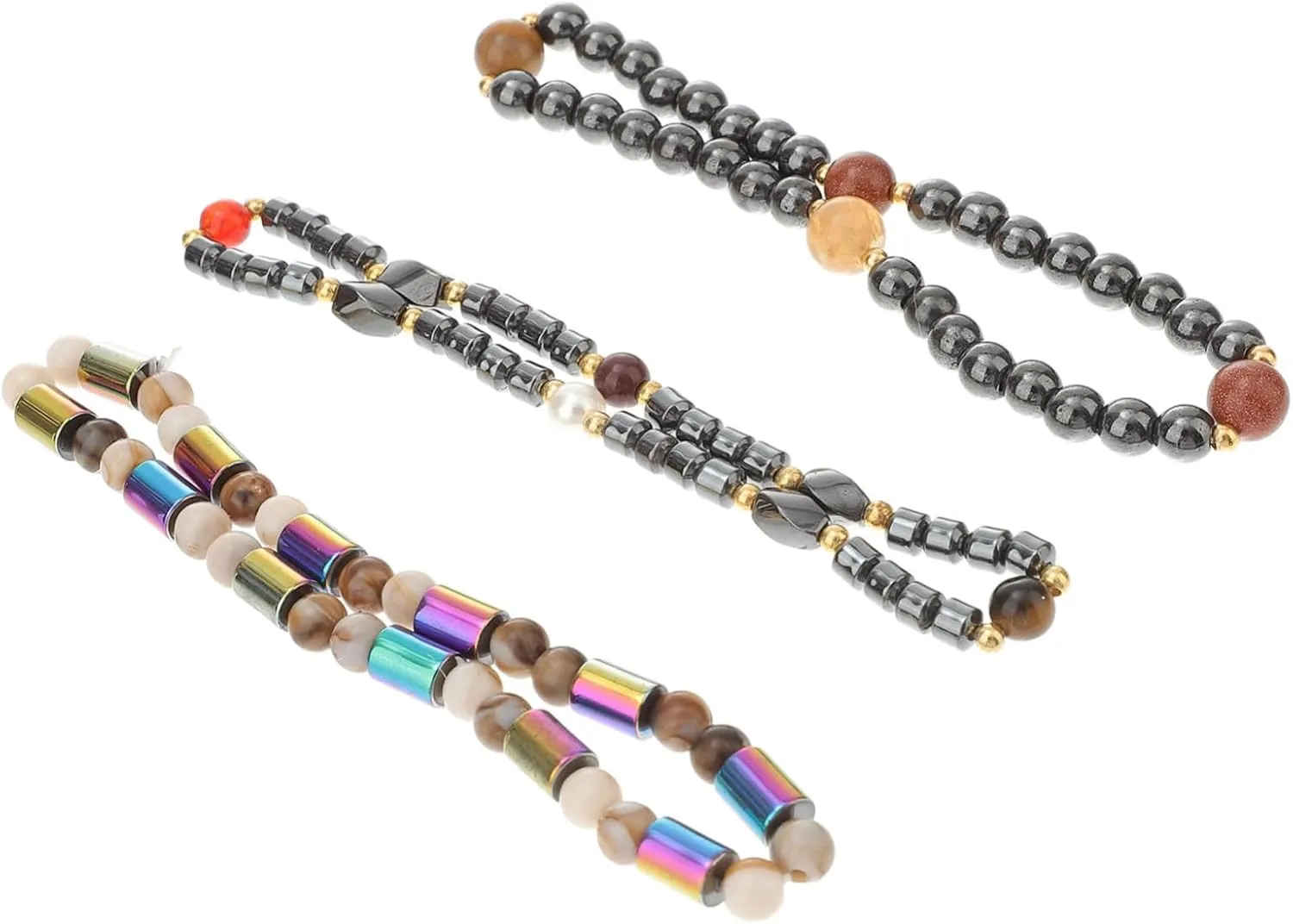 3Pcs Magnetic Hematite Anklets Handmade Foot Care Supplies for Men Women Simple Beaded Anklet present for Friends Family