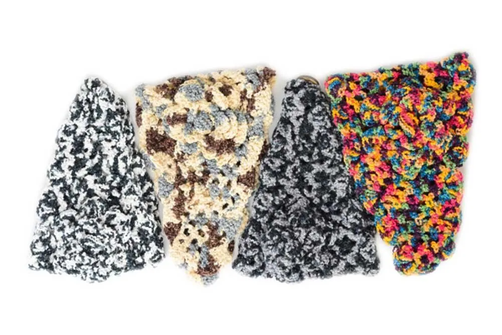 4 Classic Crochet Multicolor Color Block Flower Accent Headbands Hairbands Accessor (Multicolor)