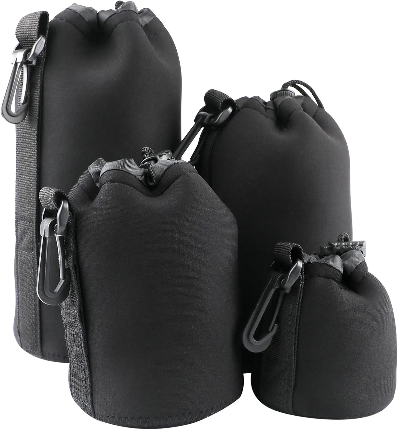 4pcs Camera Lens Bag,4 Sizes Protective Camera Lens Pouch Set with Drawstring Design,Soft Plush Neoprene Bag,Compatible with Canon, Nikon, Sony, Pentax, Olympus (Small, Medium, Large, X Large)