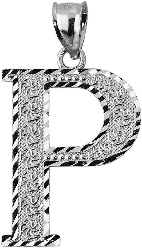 .925 Sterling Silver Initial Letters A-Z Charm Pendant Available in Small, Medium and Large