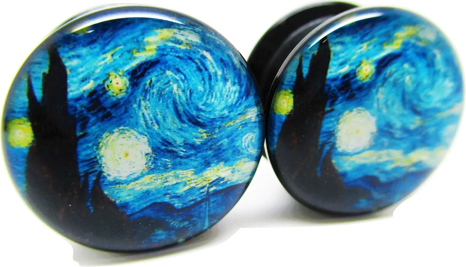 A Starry Night Ear Plugs - Acrylic Screw-On - New - 14 Sizes - Pair
