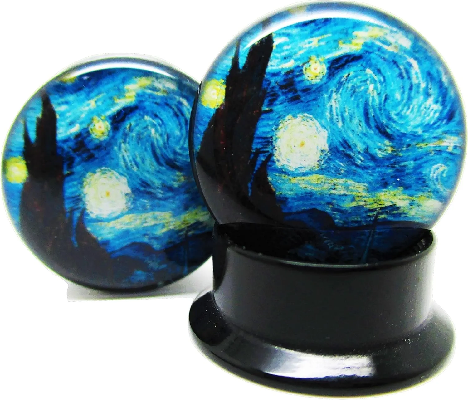 A Starry Night Ear Plugs - Acrylic Screw-On - New - 14 Sizes - Pair