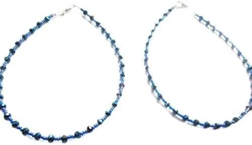 Aleafa Armlet Presents Black Bead Shiny Crystal Blue Anklet Bracelet Barefoot Sandal Beach Foot Jewelry for Women -Set of 2#Aport-1413