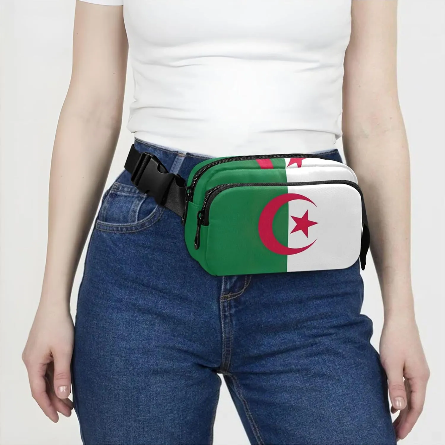 Algeria Flag Waterproof Fanny Packs for Women Anti Theft Belt Bag Bright Color Waist Pouches for Men
