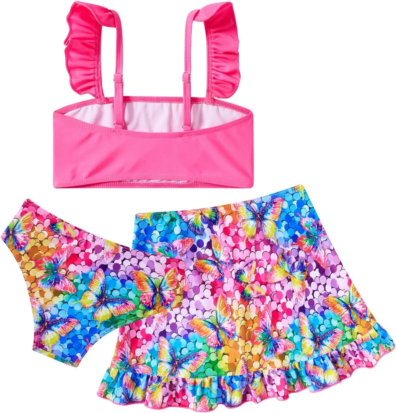 ALISISTER Girls Swimsuit 3 Piece Bathing Suits for 5-12 Years Hawaiian Bikini Set with Cover Ups Skirt