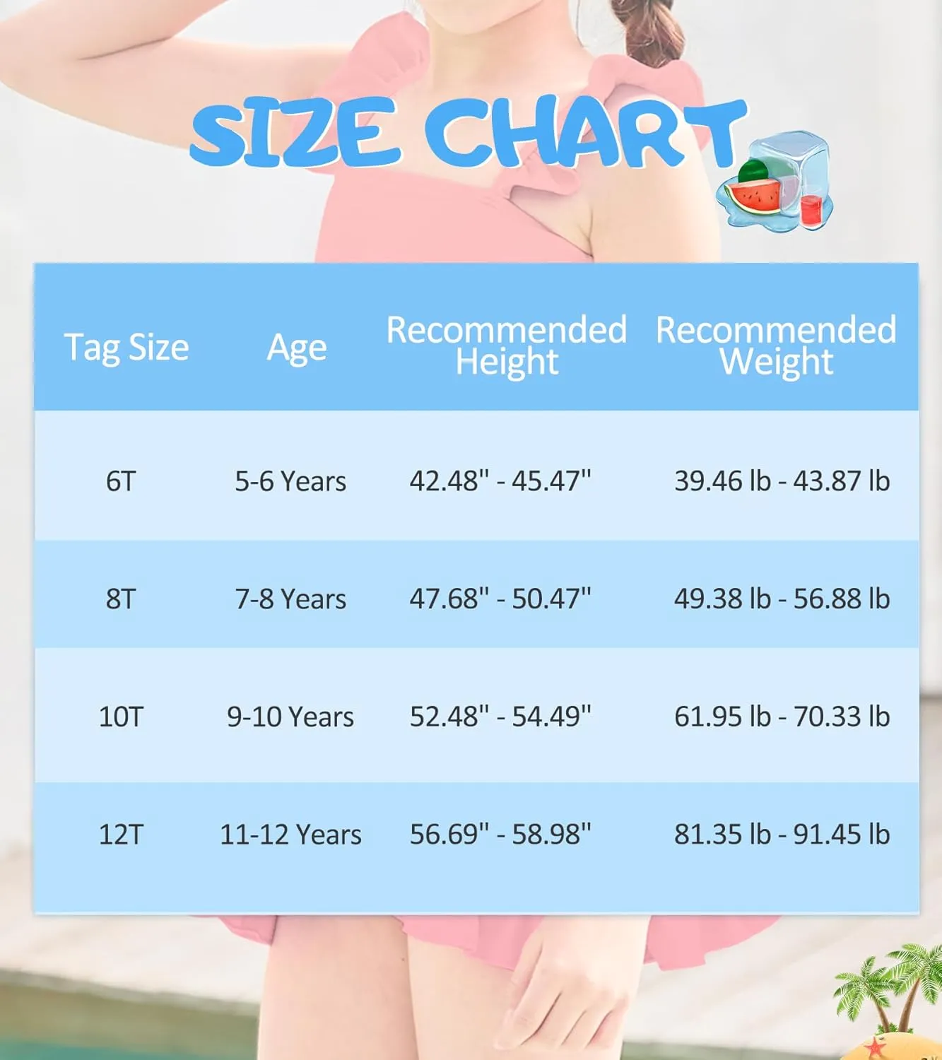 ALISISTER Girls Swimsuit 3 Piece Bathing Suits for 5-12 Years Hawaiian Bikini Set with Cover Ups Skirt