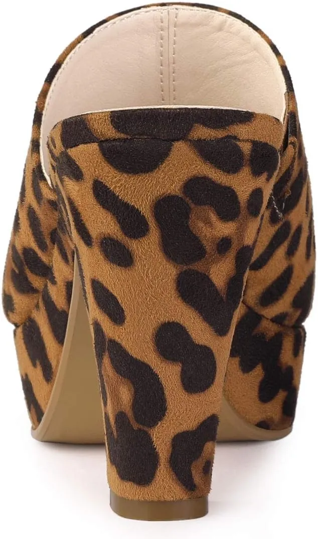 Allegra K Women's Open Toe Platform Chunky Heel Slides Sandals