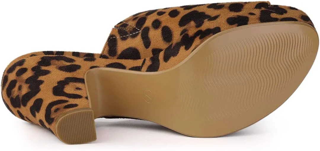 Allegra K Women's Open Toe Platform Chunky Heel Slides Sandals