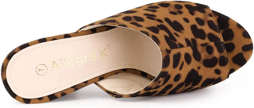 Allegra K Women's Open Toe Platform Chunky Heel Slides Sandals