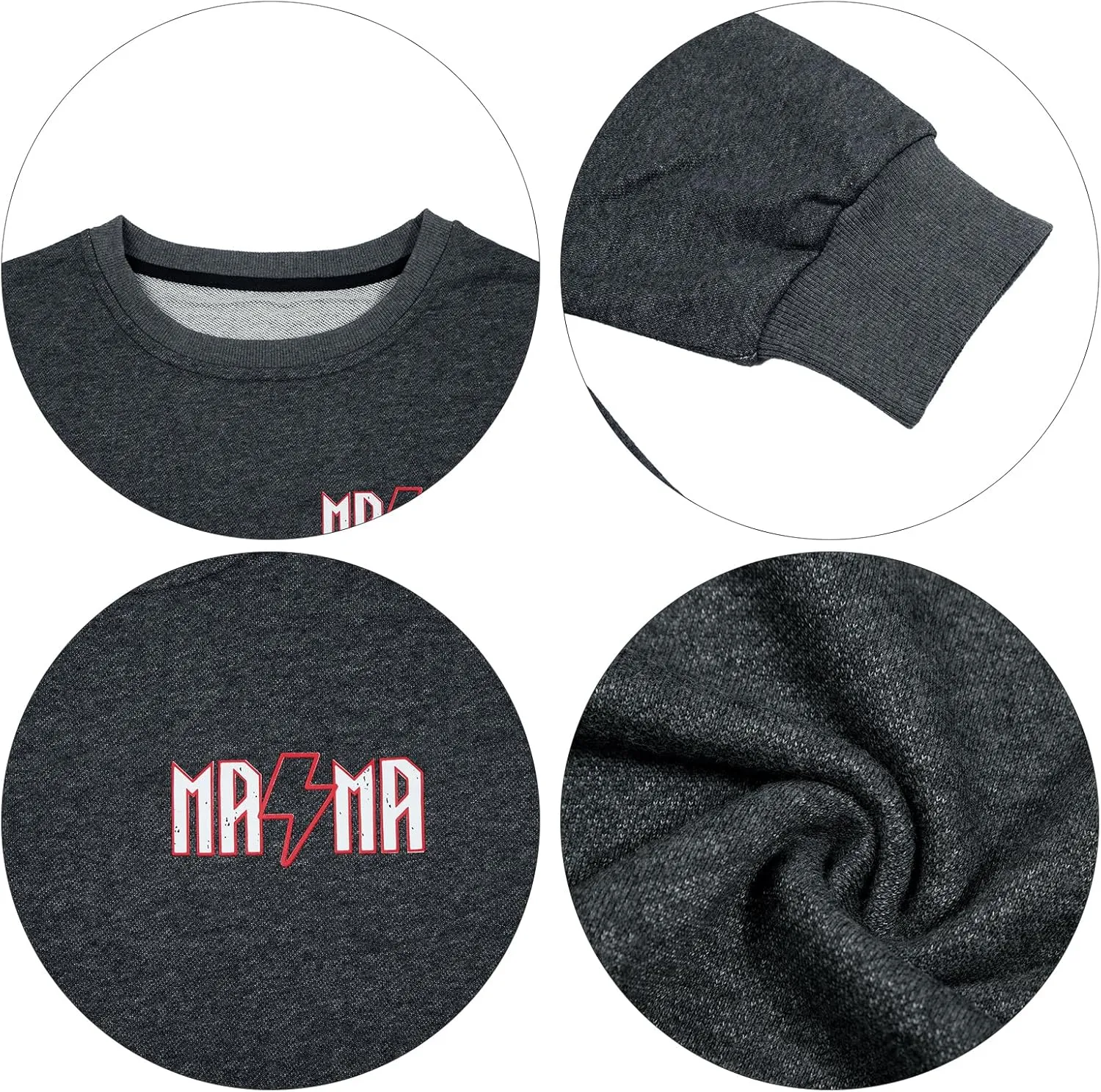 ALLTB Mama Rock Tour Sweatshirt for Women Oversized Mama Rock Letter Print Pullover Tops Mom Fall Long Sleeve Crewneck Loose