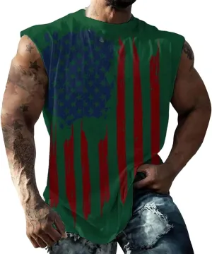 American Flag Tank Top Mens 4th of July Patriotic USA Sleeveless Graphic Muscle Shirts Summer Workout Gym Funny Tanks