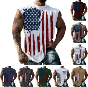 American Flag Tank Top Mens 4th of July Patriotic USA Sleeveless Graphic Muscle Shirts Summer Workout Gym Funny Tanks