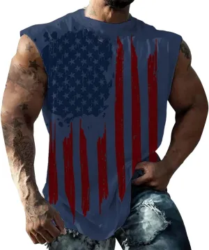 American Flag Tank Top Mens 4th of July Patriotic USA Sleeveless Graphic Muscle Shirts Summer Workout Gym Funny Tanks