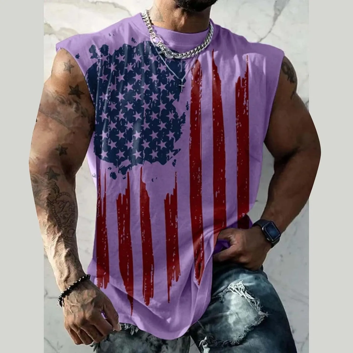 American Flag Tank Top Mens 4th of July Patriotic USA Sleeveless Graphic Muscle Shirts Summer Workout Gym Funny Tanks