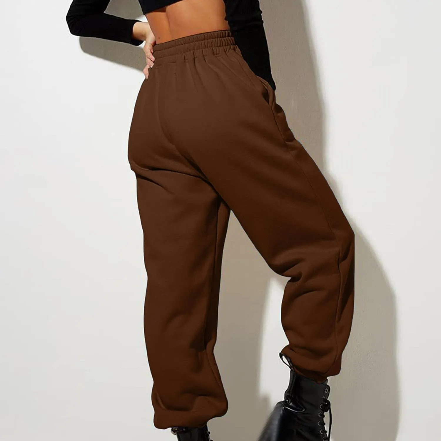 Aniywn Women's Casual Cinch High Waist Sport Running Jogging Harem Pants Sweatpants Jogger Pants Baggy Trousers