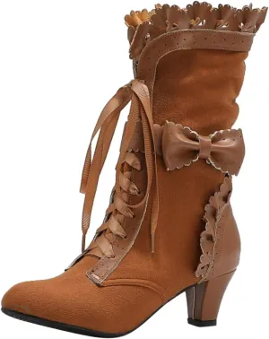 ankle boots for women Victorian Boots for Women Dress Boots Lace Up Renaissance Boots Mid Heels Vintage Boots Halloween Cosplay Witch Shoes Casual