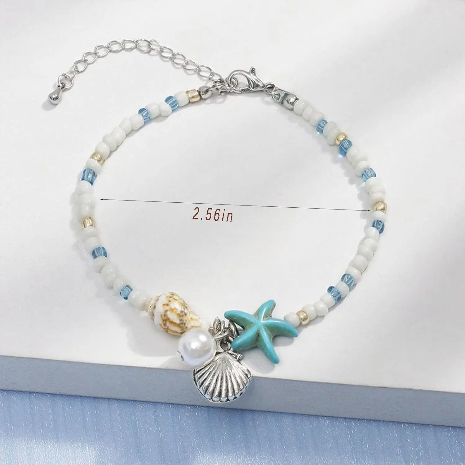 Ankle Bracelet for Women Waterproof Anklet Elastic Heart Anklet Stretchy Ankle Bracelet Colorful Beaded Anklet Boho Love Ankle Bracelet Silver Summer Beach Anklet Jewelry Accessories