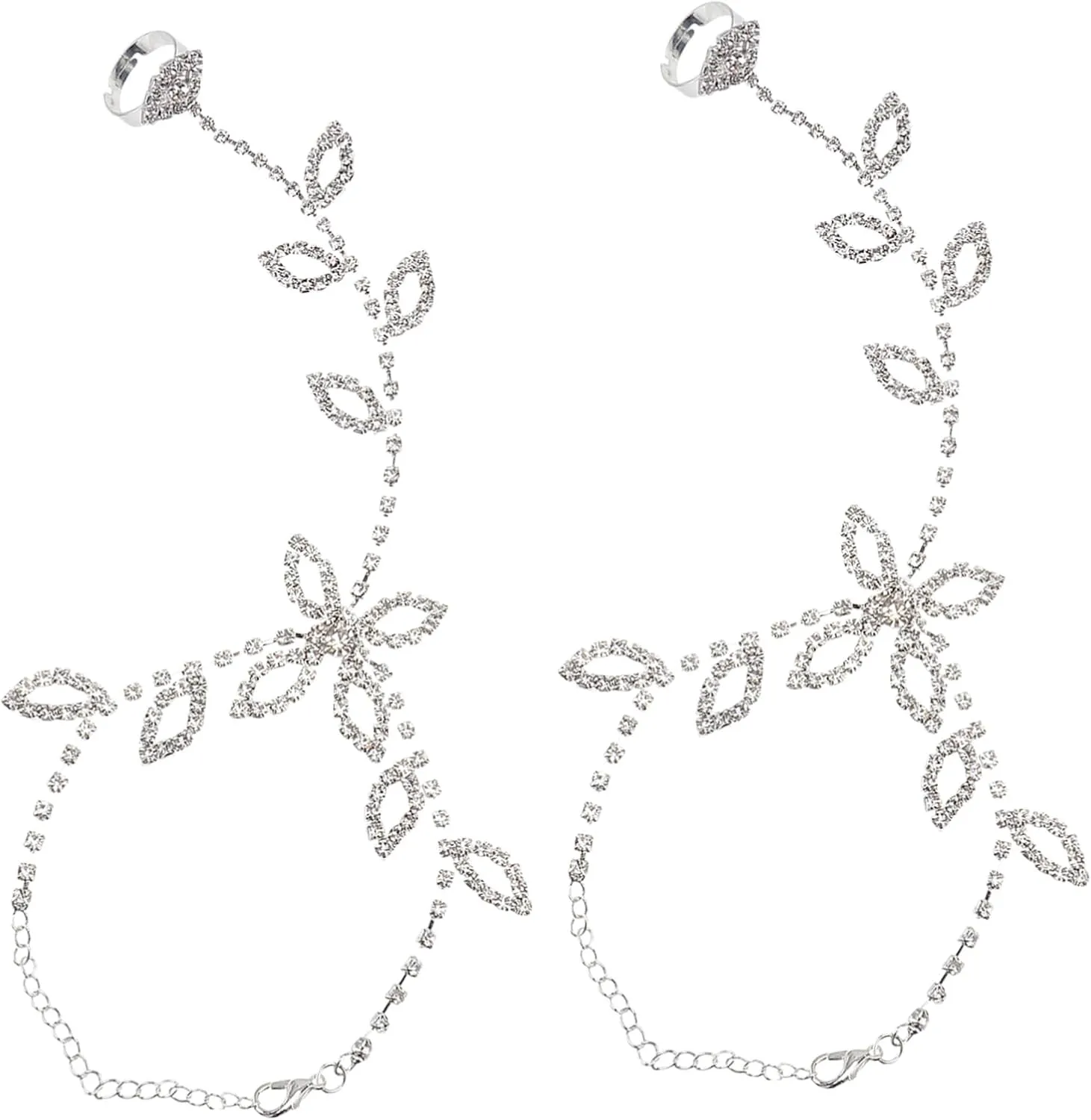 Anklets for Women Beach Foot Chain Jewelry Rhinestones 2pcs Elegant Ankle Chain Foot Ornaments for Bride Friendship Party