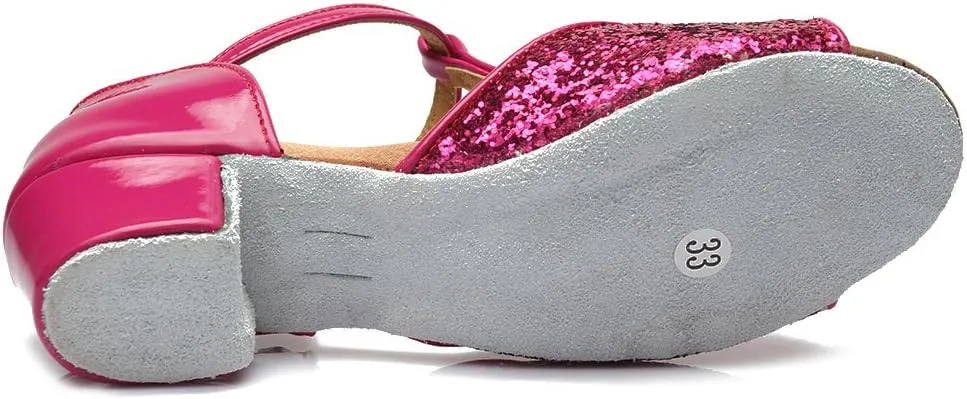 AOQUNFS Toddler Girls Latin Dance Shoes Low Heel Kids Salsa Ballroom Tango Dance Shoes,608