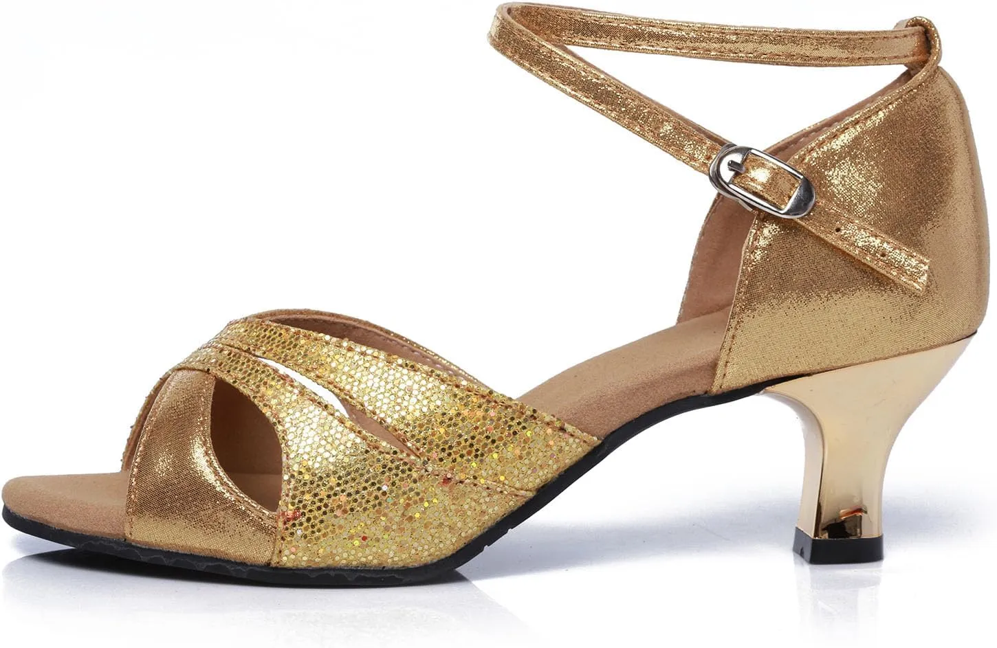 AOQUNFS Women Latin Dance Shoes Sequin Ballroom Salsa Practice Performance Dancing Shoes,012