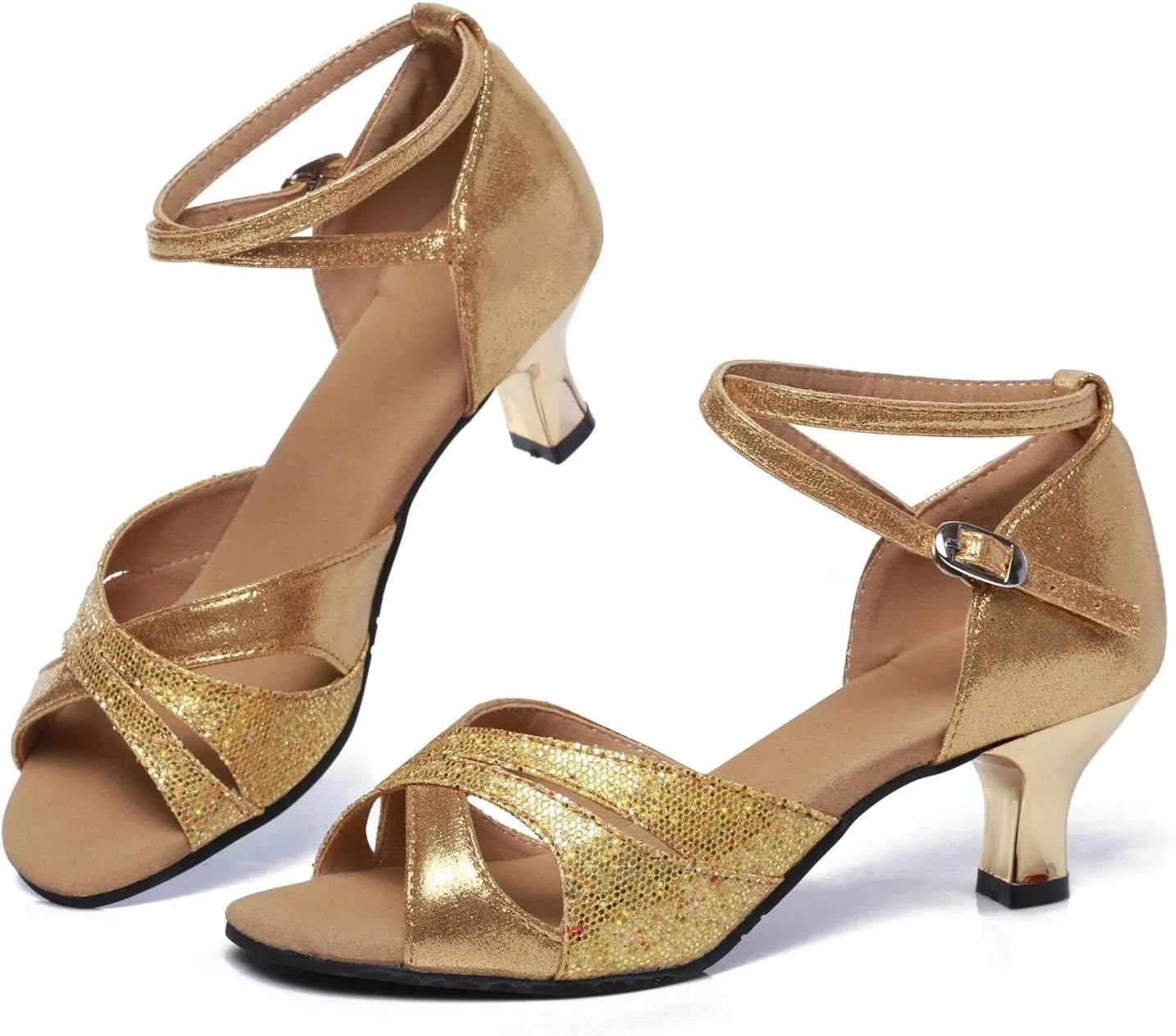 AOQUNFS Women Latin Dance Shoes Sequin Ballroom Salsa Practice Performance Dancing Shoes,012