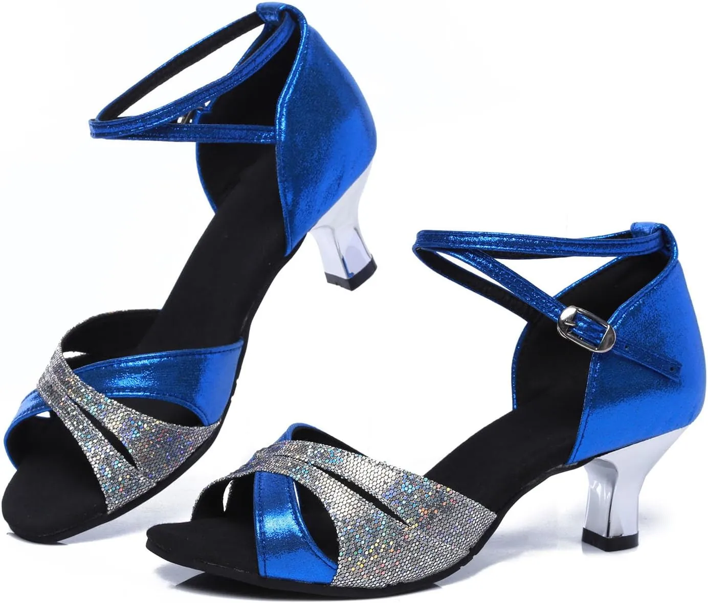 AOQUNFS Women Latin Dance Shoes Sequin Ballroom Salsa Practice Performance Dancing Shoes,012