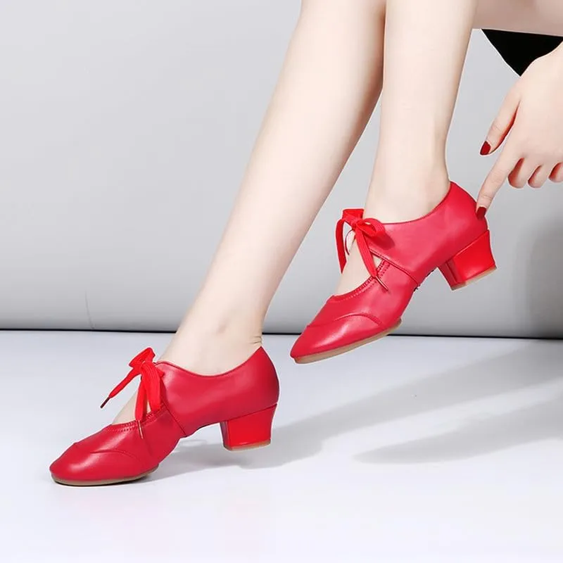 AOQUNFS Womens Dance Sneakers Ballroom Lace-up Modern Salsa Latin Jazz Practice Dance Shoes,YMJ-215