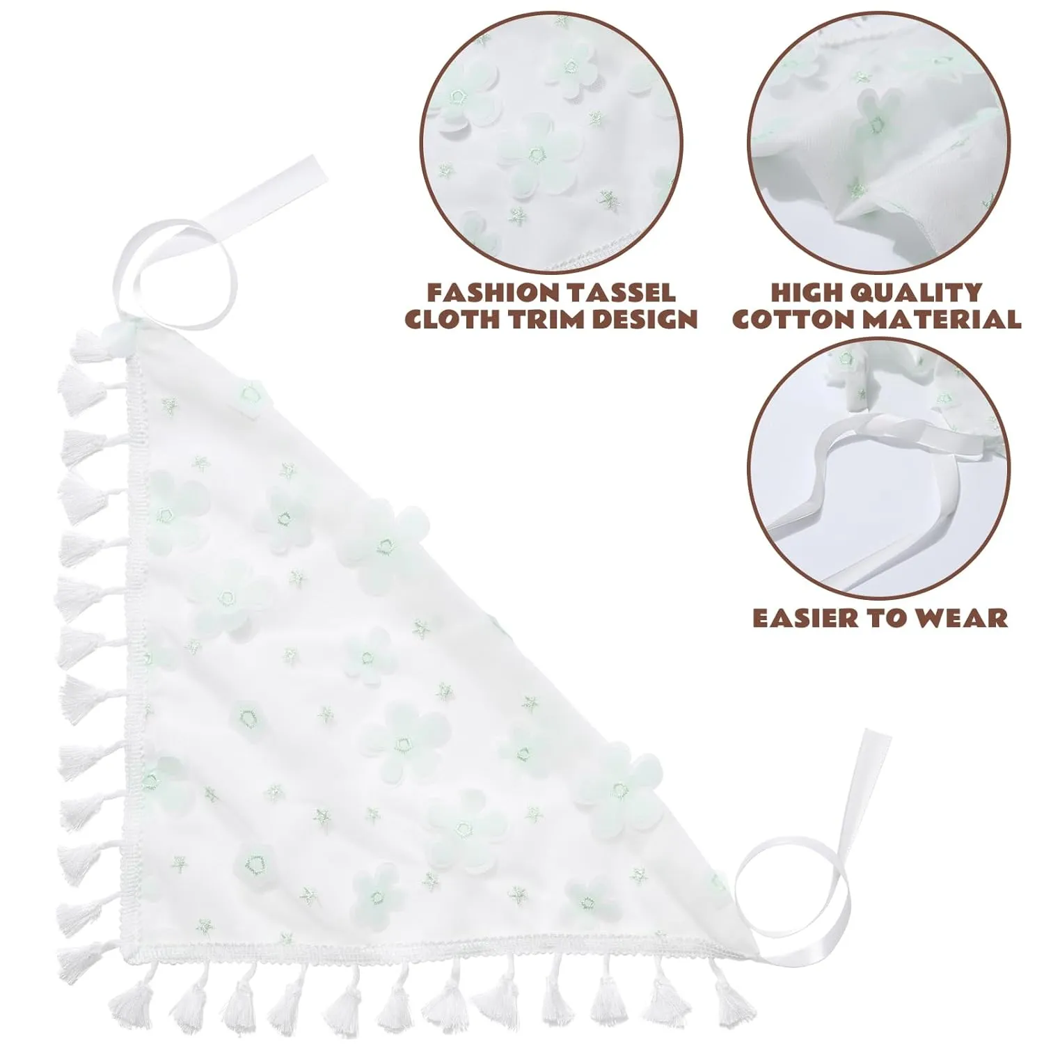 AWAYTR Floral Tassels Hair Scarf Headband - 2PCS Hair Bandana Scarf With Tassels Tie Back Head Kerchief Headband for Women and Girls (Mesh (Embroidered flower))