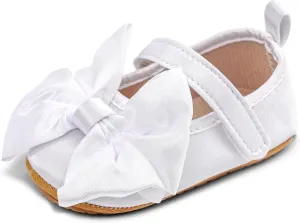 Baby Girls Princess Shoes Bowknot Soft Sole Mary Jane Flat Non Slip Wedding Dress Shoes for Infant Toddlers