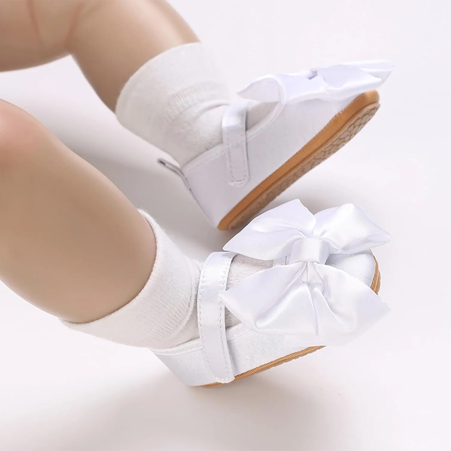 Baby Girls Princess Shoes Bowknot Soft Sole Mary Jane Flat Non Slip Wedding Dress Shoes for Infant Toddlers