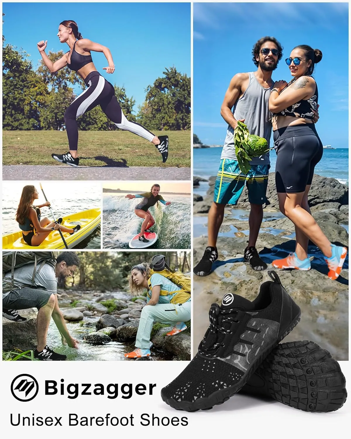 Barefoot Shoes Women Men, Hike Barefoot Womens Men Barefoot Hiking Beach Grounding Shoes Footwear for Travel, Pro Five Toe Shockproof and Anti Collision Wide Toe Box