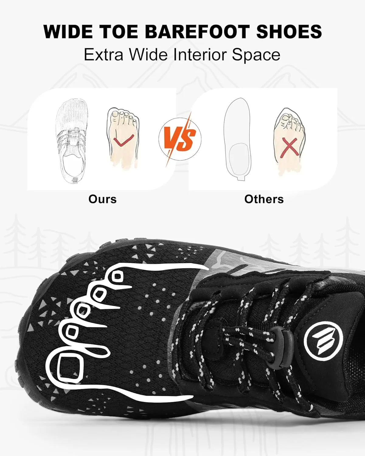 Barefoot Shoes Women Men, Hike Barefoot Womens Men Barefoot Hiking Beach Grounding Shoes Footwear for Travel, Pro Five Toe Shockproof and Anti Collision Wide Toe Box