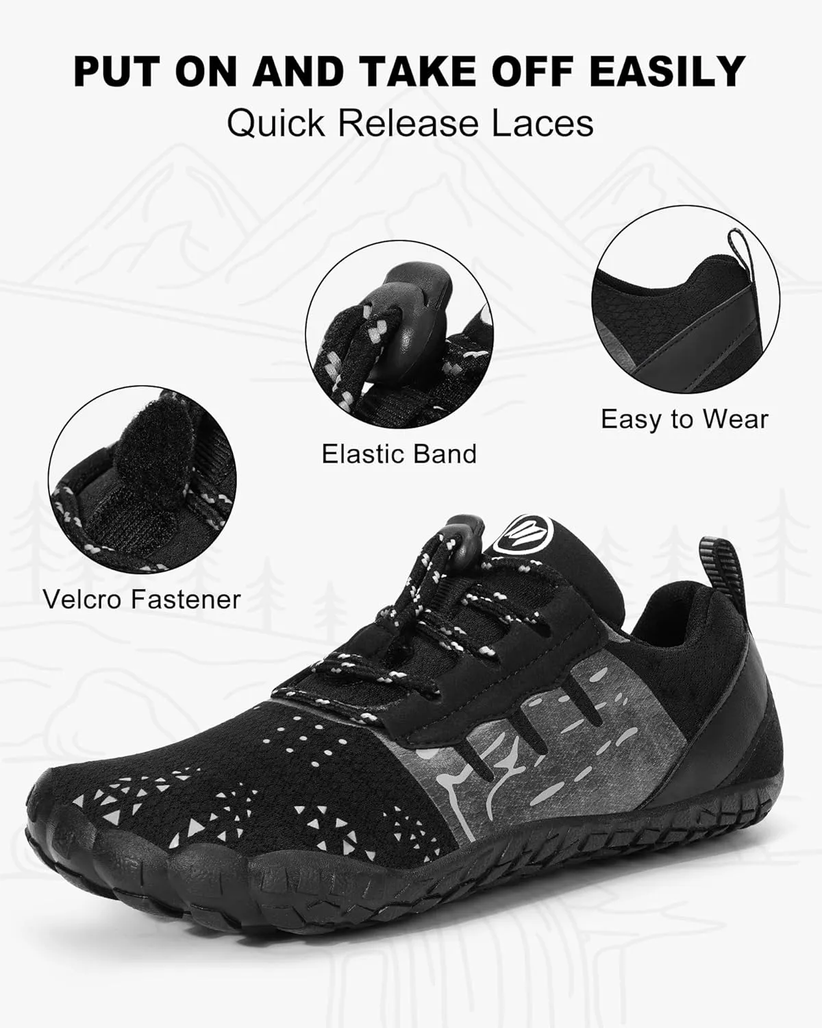 Barefoot Shoes Women Men, Hike Barefoot Womens Men Barefoot Hiking Beach Grounding Shoes Footwear for Travel, Pro Five Toe Shockproof and Anti Collision Wide Toe Box