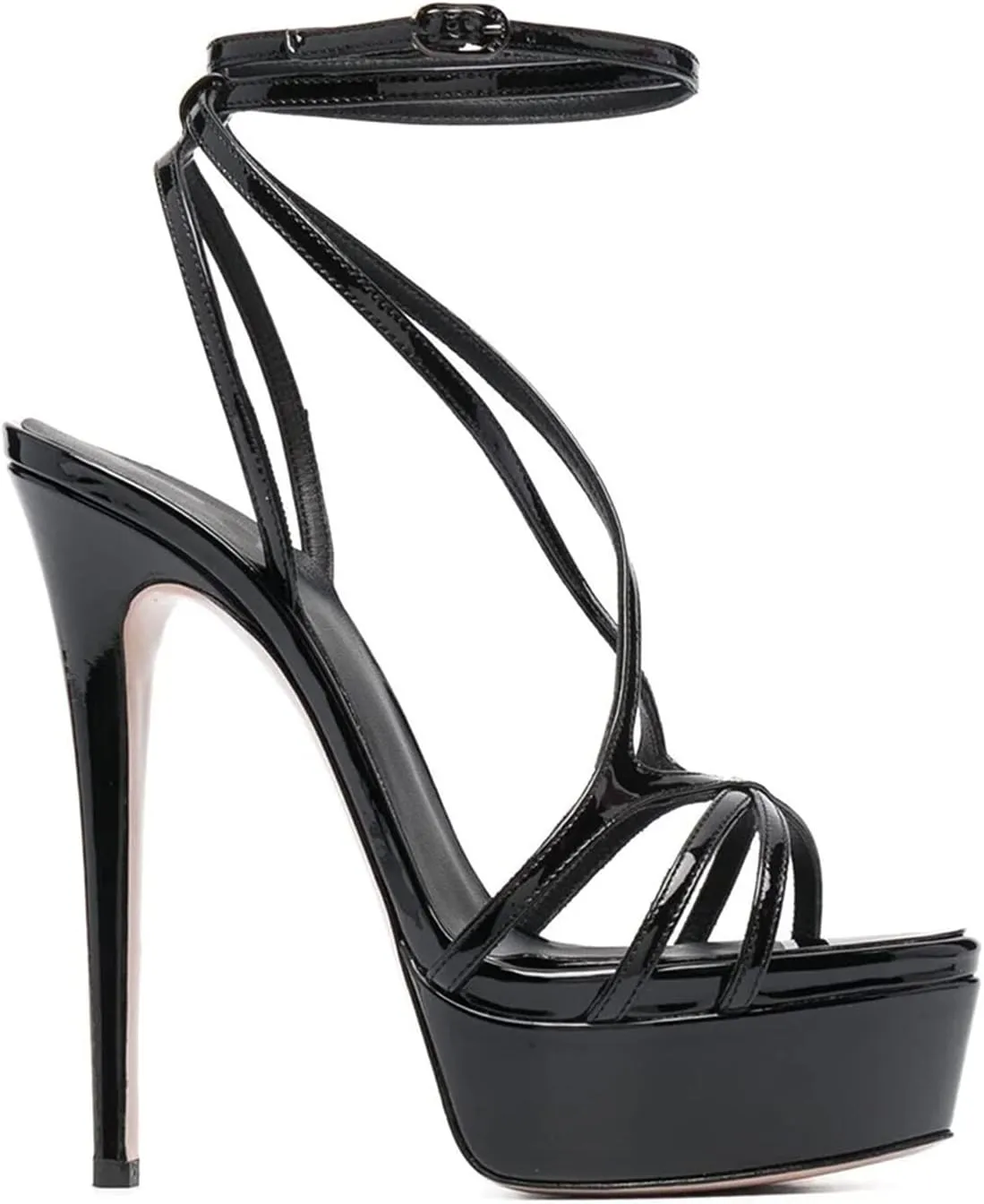 bbruriy Womens Platform High Heel Sandals Sexy Ankle Strap Slingback Stiletto Sandals Open Toe Strappy Pumps Shoes for Party Event Night Dress 5.9 Inch