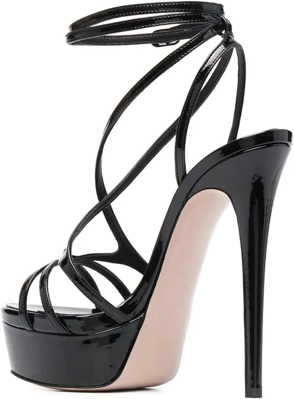 bbruriy Womens Platform High Heel Sandals Sexy Ankle Strap Slingback Stiletto Sandals Open Toe Strappy Pumps Shoes for Party Event Night Dress 5.9 Inch