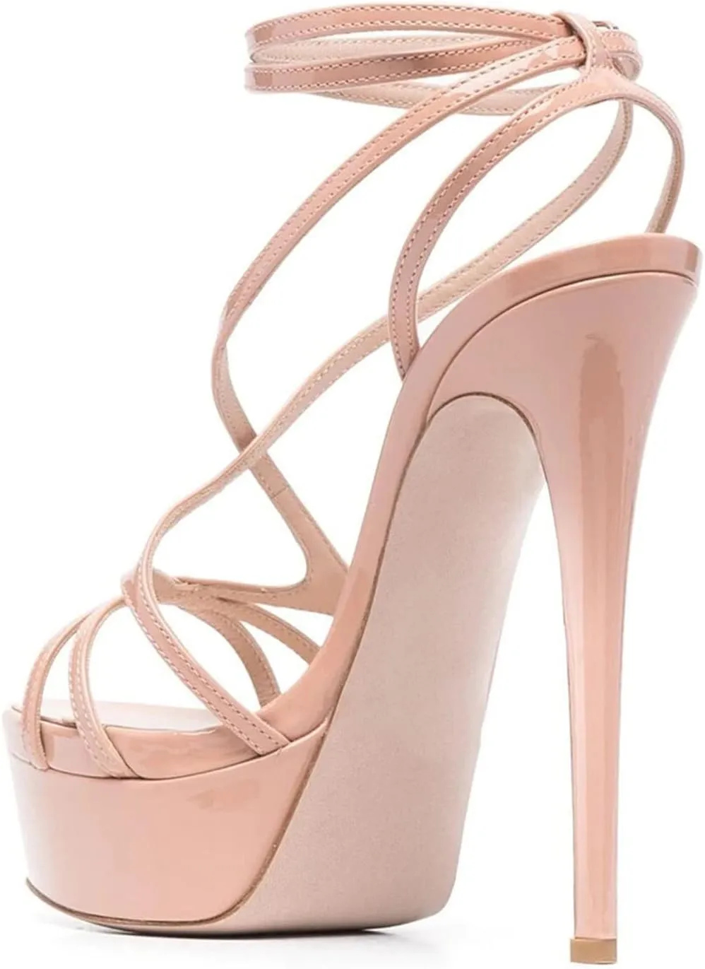 bbruriy Womens Platform High Heel Sandals Sexy Ankle Strap Slingback Stiletto Sandals Open Toe Strappy Pumps Shoes for Party Event Night Dress 5.9 Inch