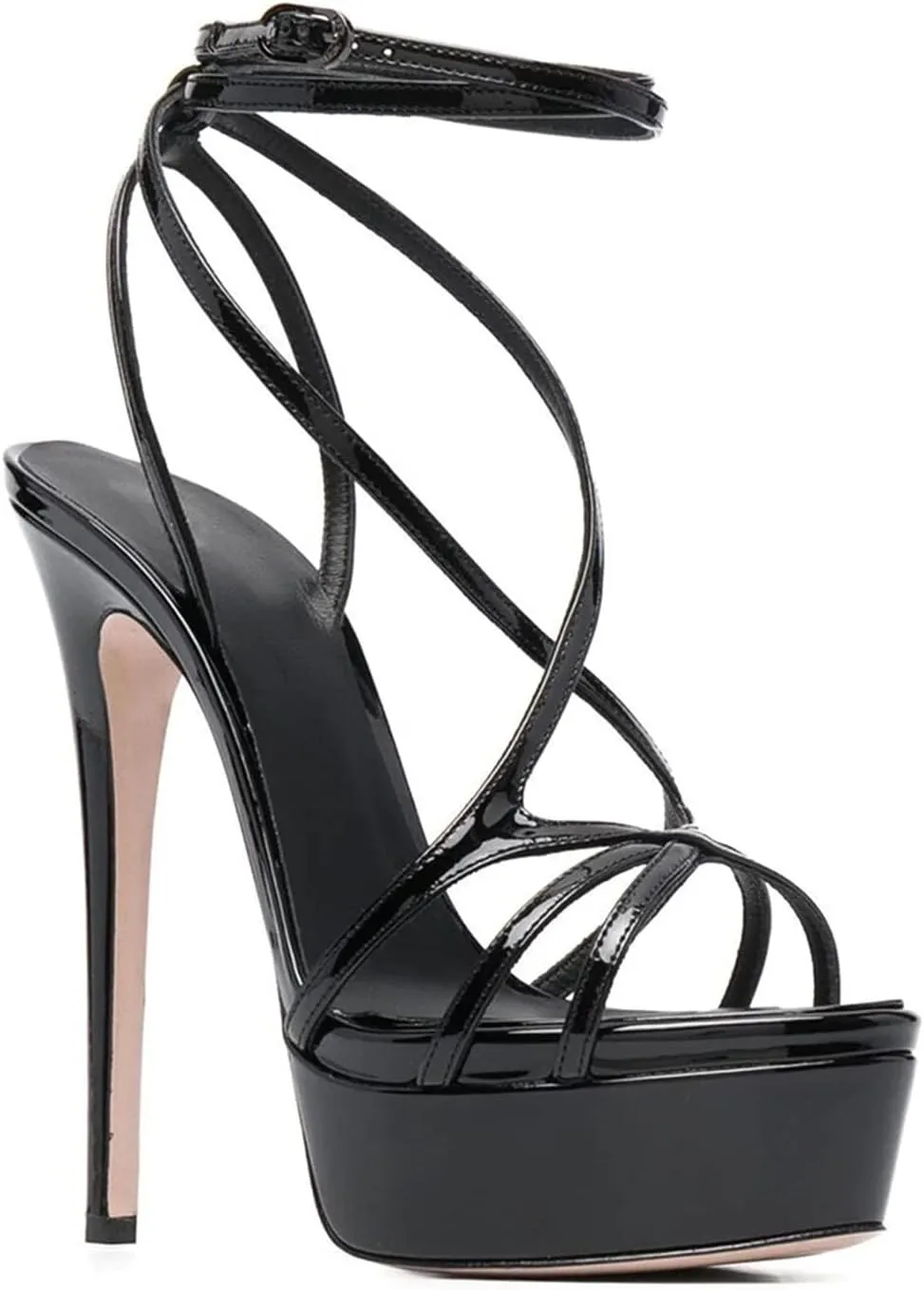 bbruriy Womens Platform High Heel Sandals Sexy Ankle Strap Slingback Stiletto Sandals Open Toe Strappy Pumps Shoes for Party Event Night Dress 5.9 Inch