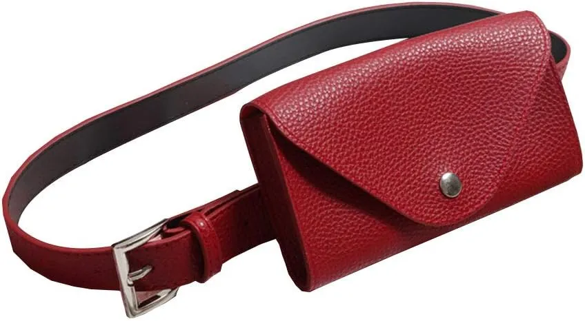 Belt Purse PU Red Mini Belt Phone Belt Bag Envelope Waist Pack Thigh Purse for Women Small Belt Phone Purse